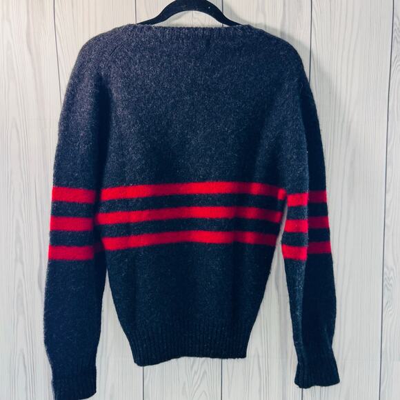 Vintage 1980s GAP Red Blue Crewneck Sweater Shetland 100% Shetland Wool Small - Picture 3 of 6